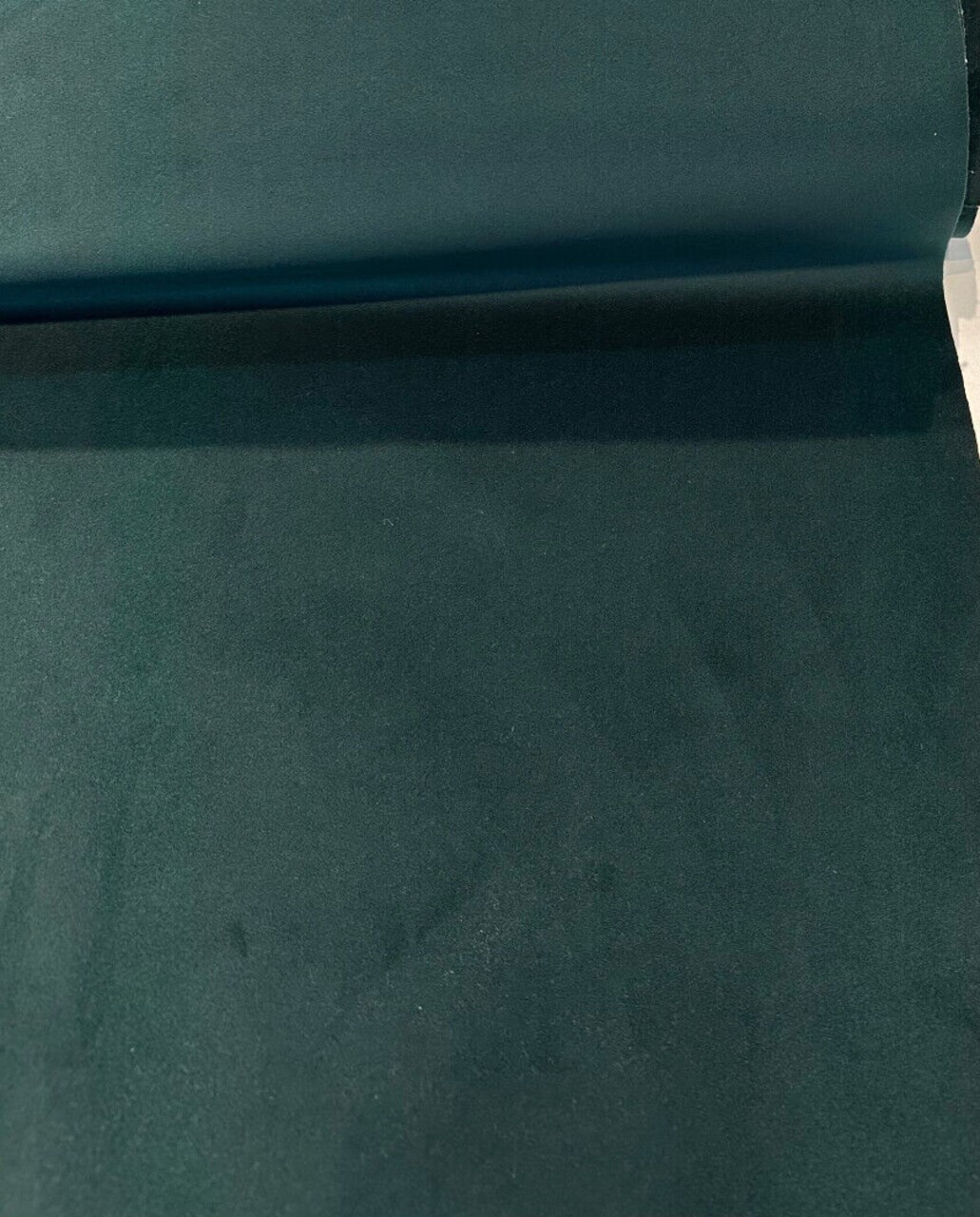 1 Yard Modern Velvet Upholstery Fabric in Dark Green Soft Low Pile 54 inch Width